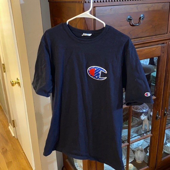 Navy blue Champion 100% cotton t-shirt #vintage - Picture 2 of 5